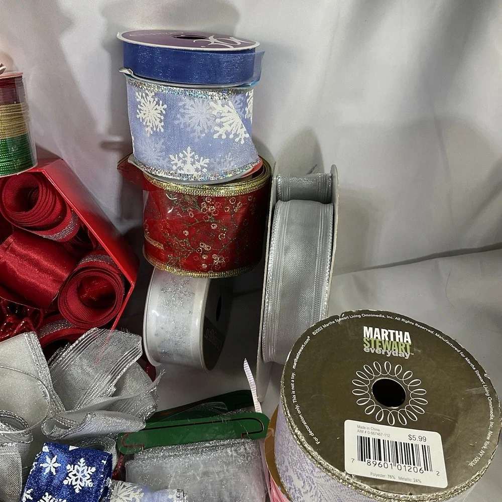 Large Ribbon Lot. Christmas Ribbon, Balloon Ribbon, Textured Ribbon All Colors